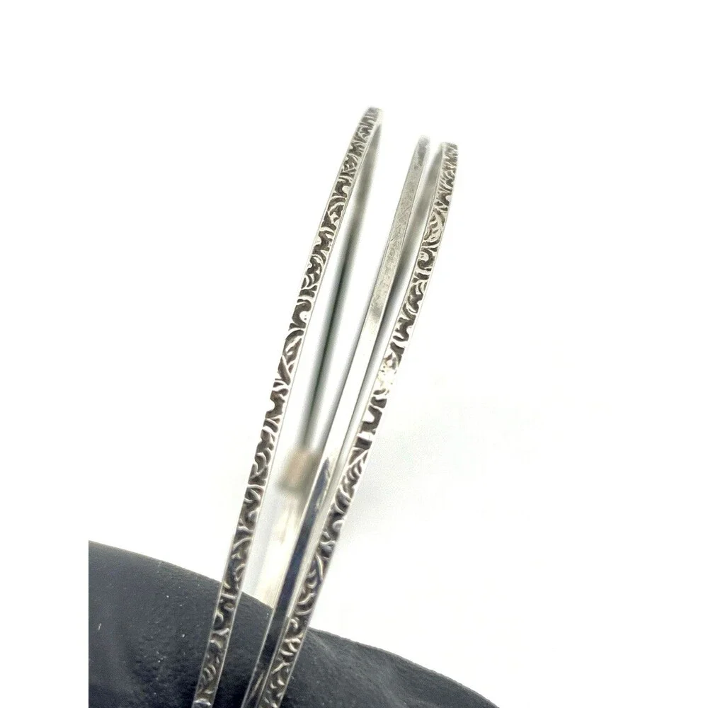 Antique Hallam Rice Sterling Silver Three Bangle Bracelet Set Size 7.5